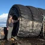 Industrial tires filled with Styrofoam wash up on Vancouver Island beach