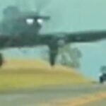 Dashcam video shows plane fly low on road